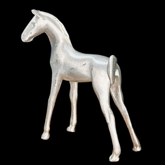 Vintage Miniature Pewter Foal Horse Equestrian Figurine Collectible  3 1/4” - Picture 4 of 13